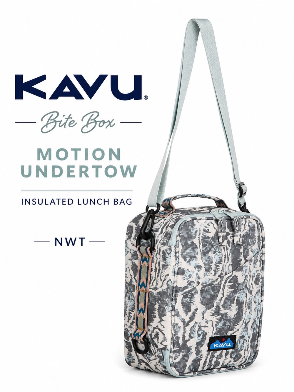 KAVU Bite Box Lunch Bag Motion Undertow NWT Insulated Cooler Tote Crossbody
